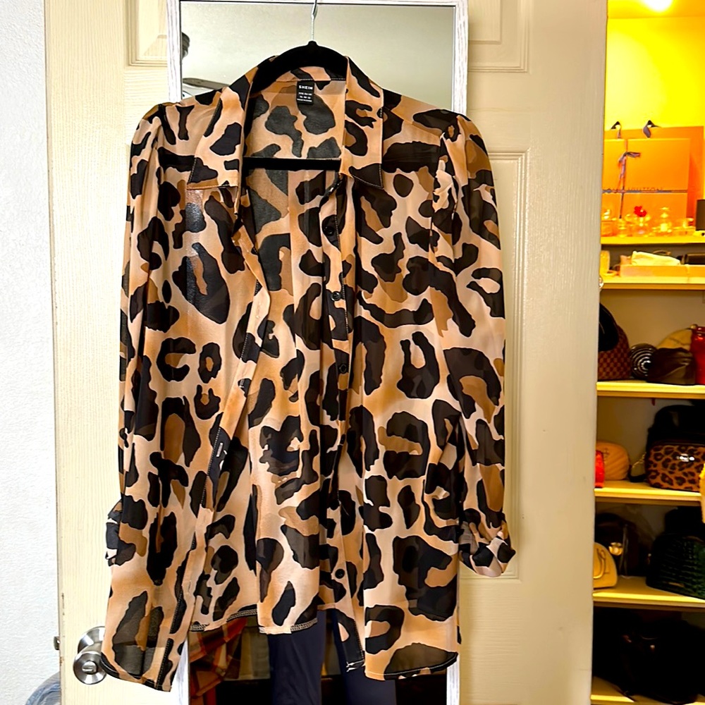 Shear leopard print blouse.